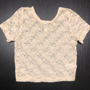Forever 21 Lace Crop Top | Size M | Cream